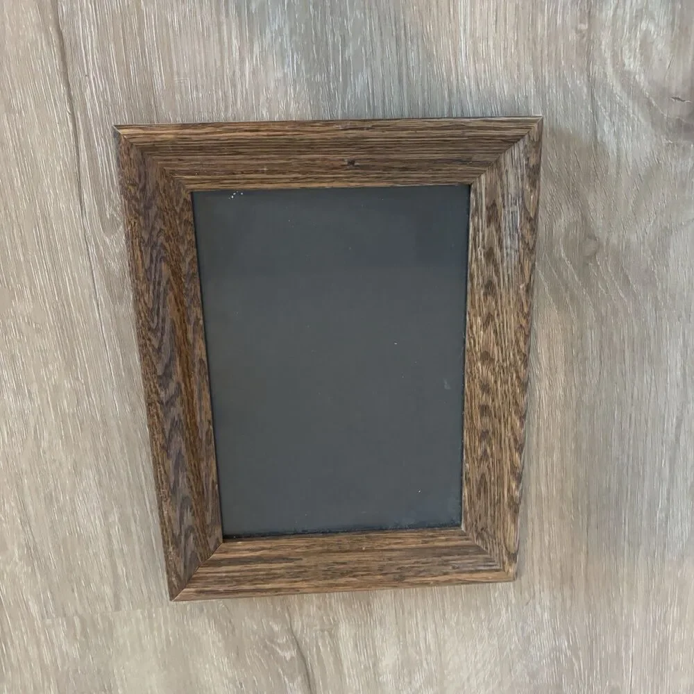 Vintage Solid Wood Picture Frame 5x7 Tabletop Easel Stand Brown OakGrain Country